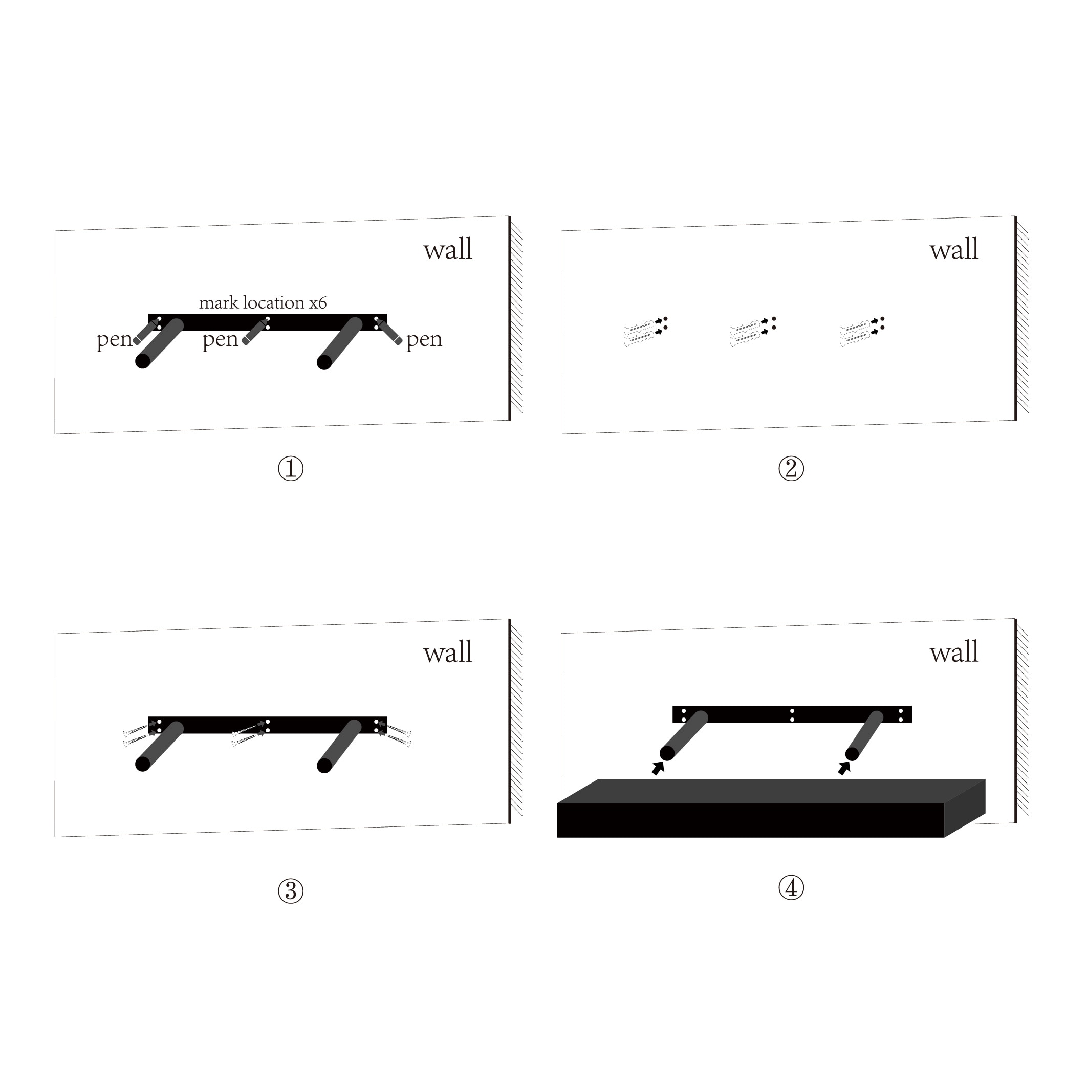 Floating Shelves 18.11" Wall Mounted Wood Shelves For Bathroom, Bedroom, Living Room, Kitchen, Hanging Shelf For Books/Storage/Decor With Invisible Brackets, Built-in LED Lighting, Black_voghion.com